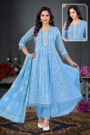 Ladies Mulmul Cotton Embroidery Kurti Pant Set