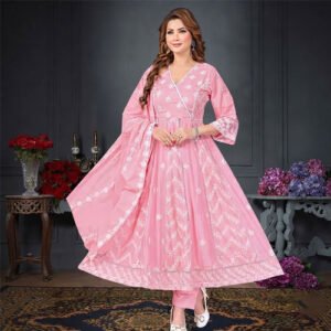 Ladies Rayon Chikankari Embroidered Kurti Pant Set