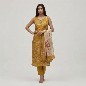 Ladies Simmer Printed Sleeveless Kurti Pant Set