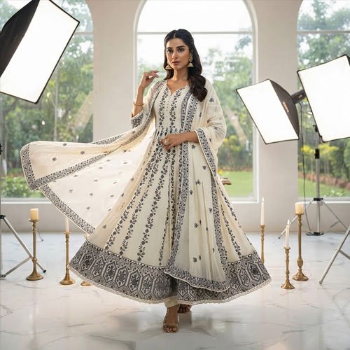 Ladies Cotton Thread Embroidery Kurti Pant Set