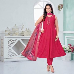Ladies Vatican Embroidery Sleeveless Kurti Pant Set