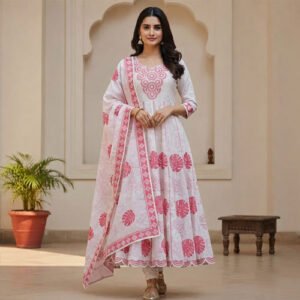 Ladies Cotton Blend Embroidery Kurti Pant Set