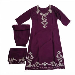 Ladies Slub Rayon Embroidery Kurti Pant Set
